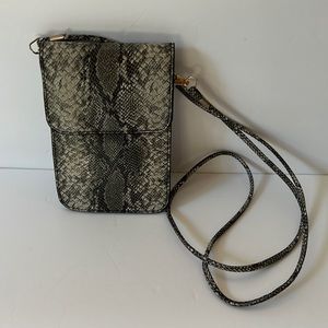 Tech Crossbody Faux Snakeskin Clear on back Detachable Shoulder Strap